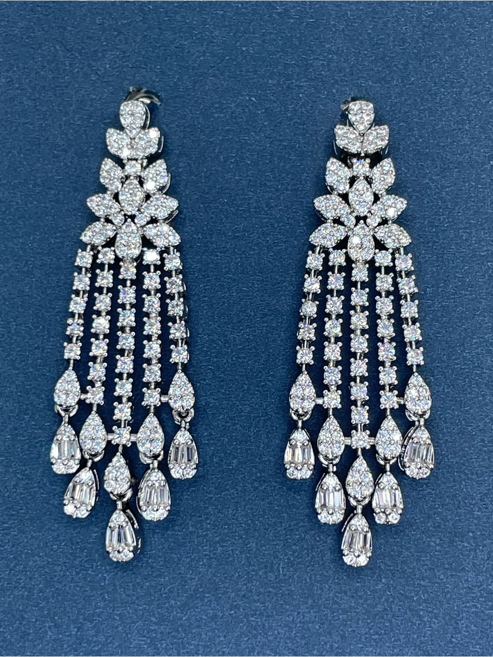 Swarovski Crystal Elements White Crystal Art Deco Statement Earrings Bridal